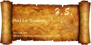 Halla Simeon névjegykártya